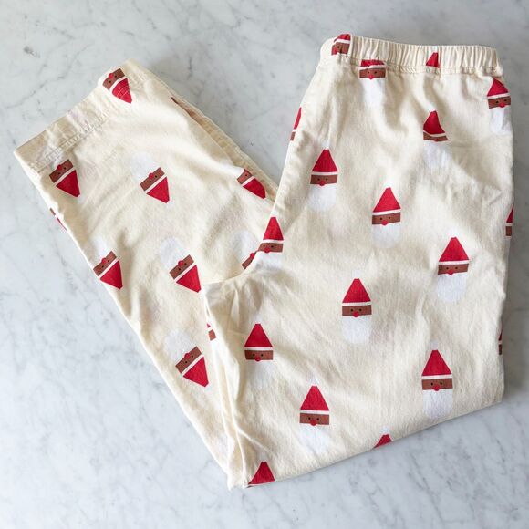 Hanna Andersson Holiday Flannel Pajama Set Scandi Santa on Almond Adult L - Picture 4 of 10